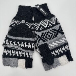 Artesania 100% Alpaca ADULT Mittens Fingerless Gloves Made In Peru New Black